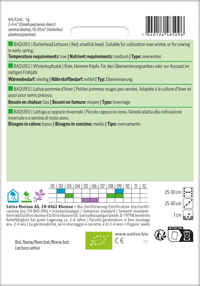 Bio-Saatgut Winterkopfsalat Baquieu – Bild 2