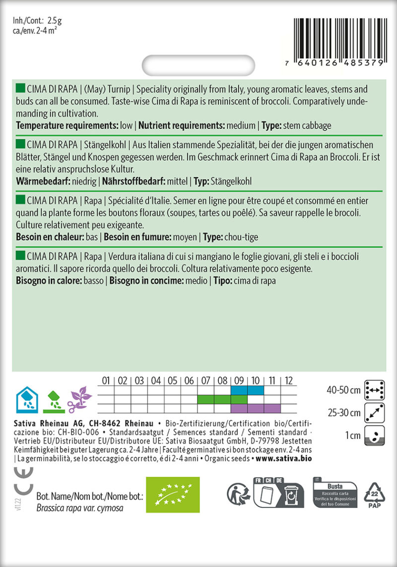Bio-Saatgut Stängelkohl Cima di rapa – Bild 3