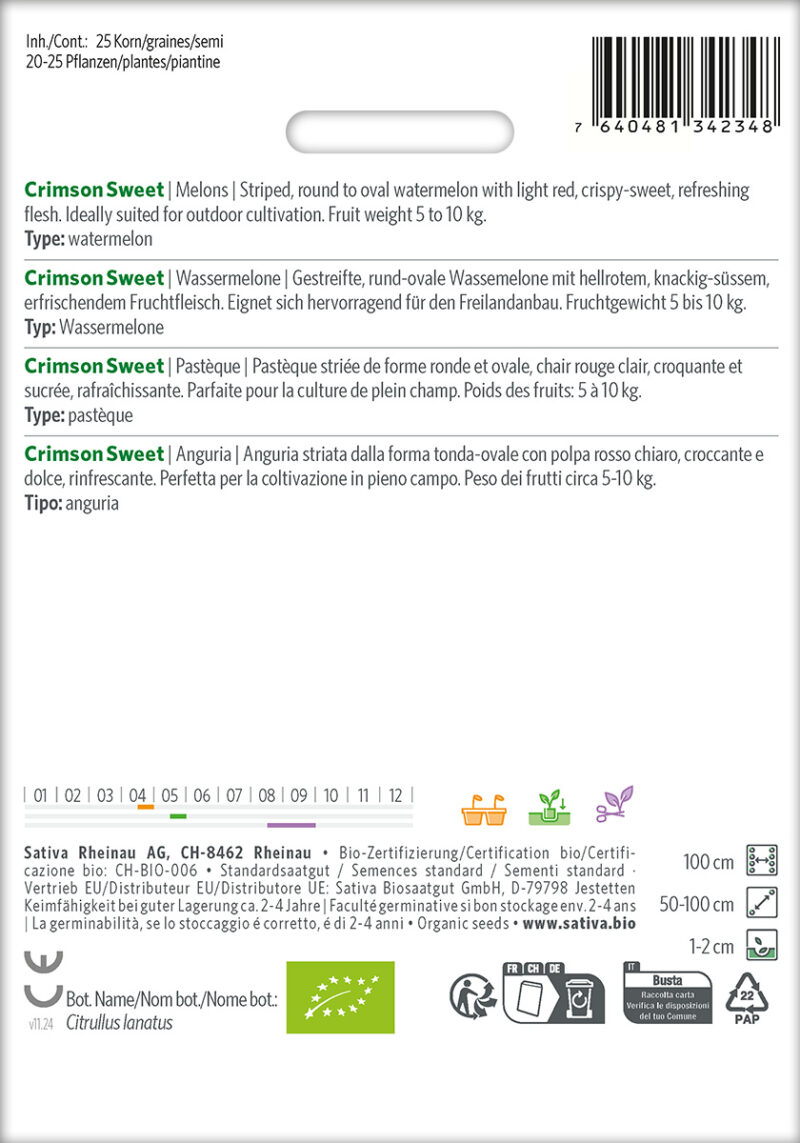 Bio-Saatgut Wassermelone Crimson Sweet – Bild 3