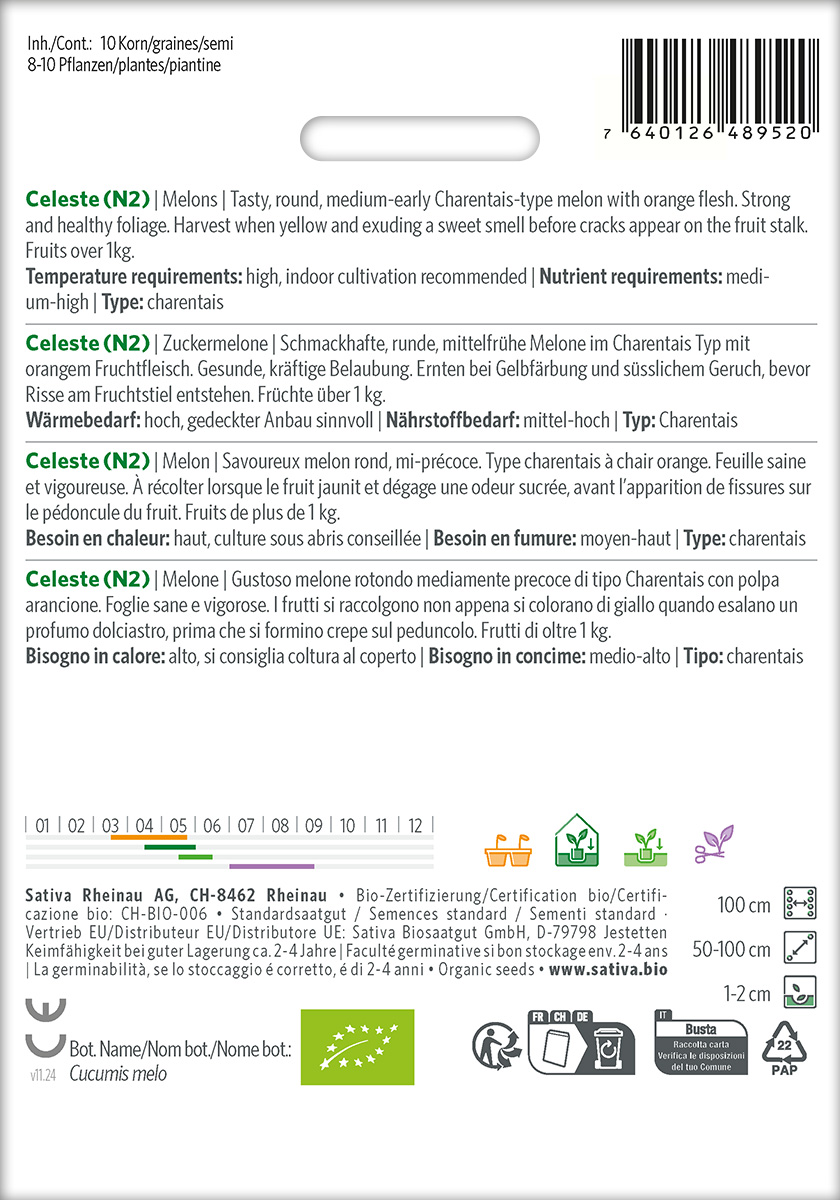 Bio-Saatgut Zuckermelone Celeste (N2) – Bild 2