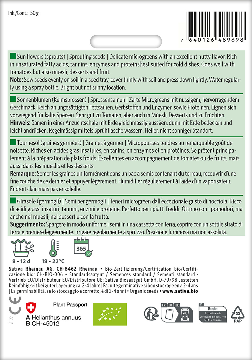 Bio-Saatgut Sonnenblumen (Microgreens) – Bild 3